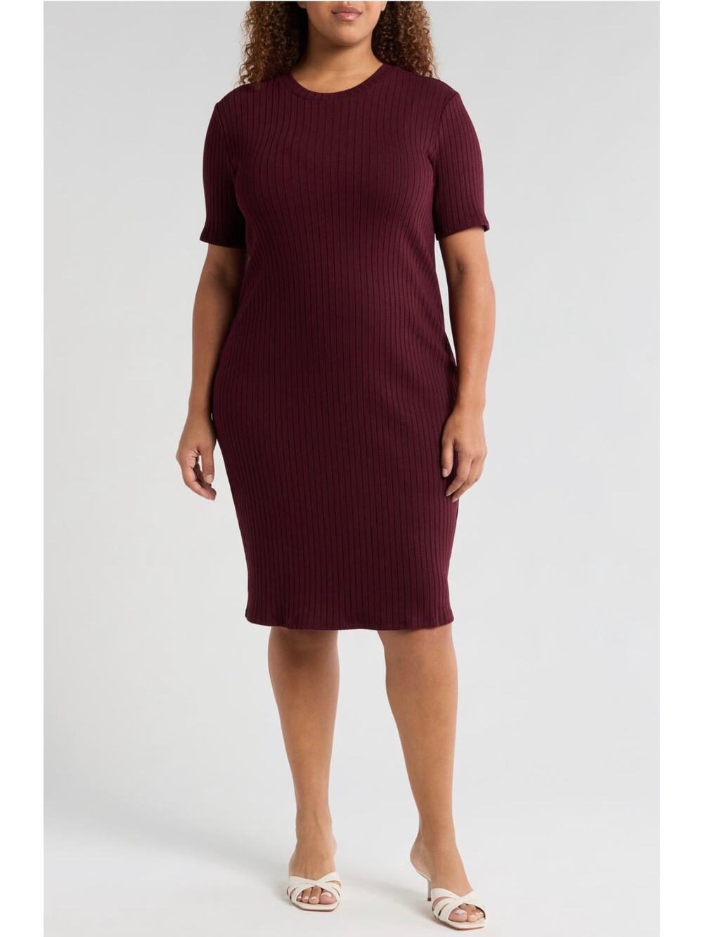 Universal Standard Ribbed Slouchy Relaxed Fit Cotton T Shirt Dress, 2XL